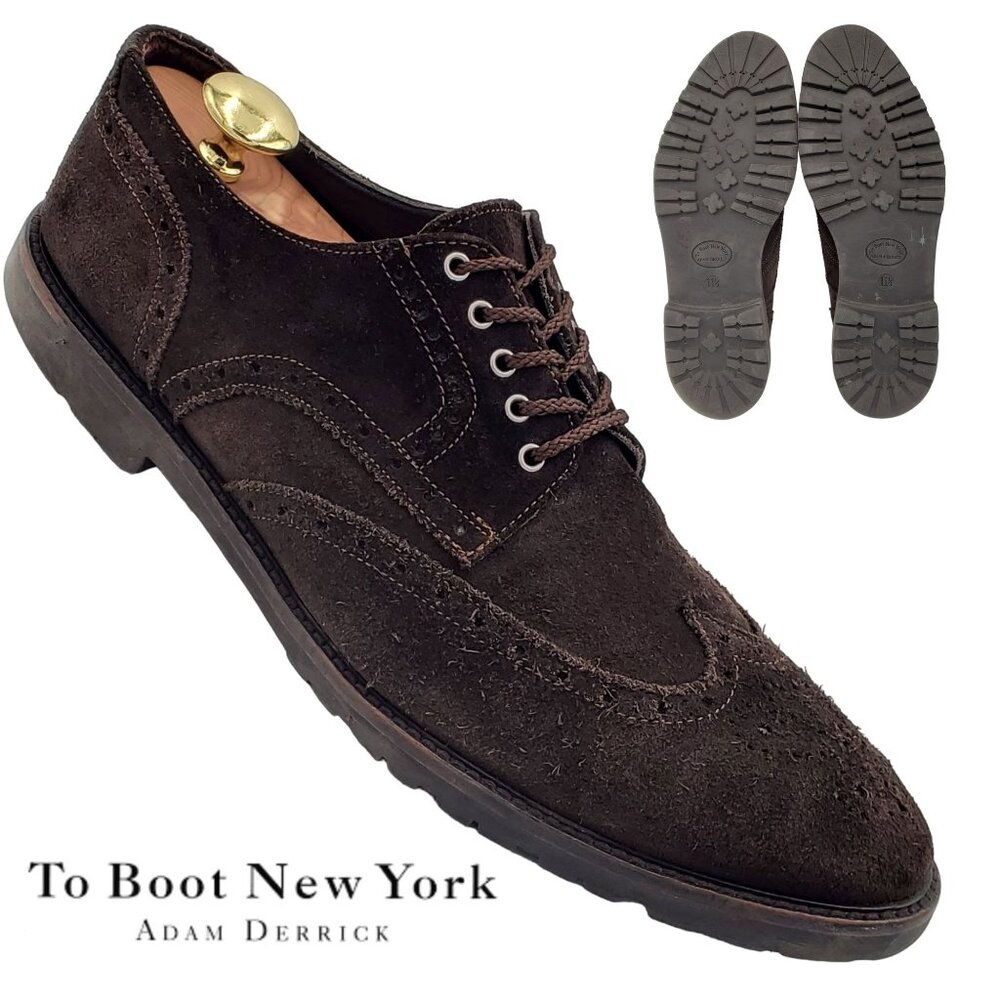 To Boot Adam Derrick Italy Men 11.5 Brown Suede Dress Shoes Wingtip Derby Oxford
